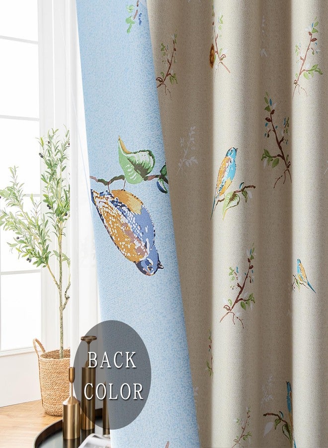 SUOUO Birds Blackout Curtains for Bedroom 84 inches Long Farmhouse Patterned Floral Window Drapes for Living Room 2 Panels Khaki - Image 3